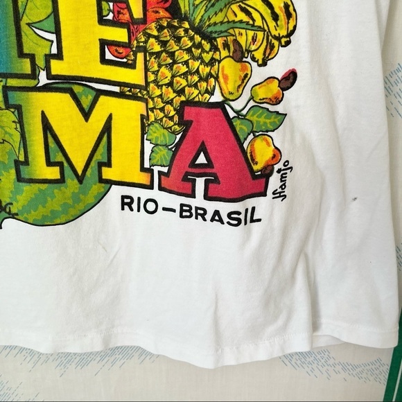 VINTAGE 70s Ipanema beach brasil tourist travel tee tshirt medium fruit toucan - Picture 2 of 8